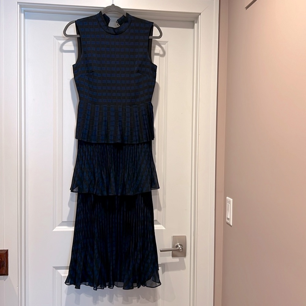 Club Monaco Checkered Tiered Midi Dress